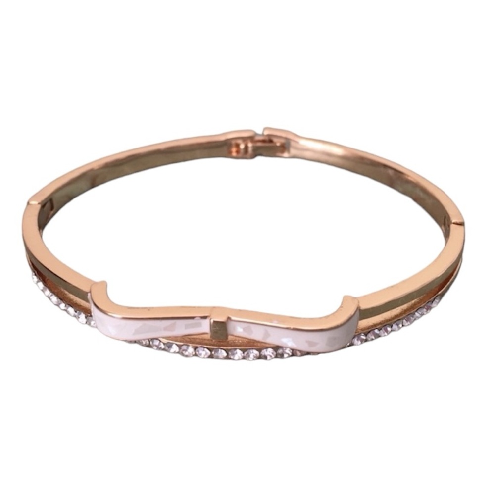 HP 5/16! NIP Bow & Swarovski crystal gold bangle - Picture 1 of 4
